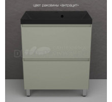 Тумба с раковиной Style Line Манхэттен 70 напольная, олива, раковина Florentina Астория 70 антрацит