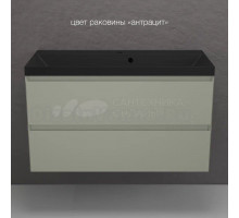 Тумба с раковиной Style Line Манхэттен 100 подвесная, олива, раковина Florentina Астория 100 антрацит