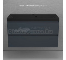 Тумба с раковиной Style Line Манхэттен 100 подвесная, графит, раковина Florentina Астория 100 антрацит