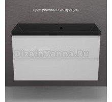 Тумба с раковиной Style Line Манхэттен 100 подвесная, белая, раковина Florentina Астория 100 антрацит