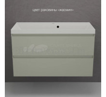 Тумба с раковиной Style Line Манхэттен 100 подвесная, олива, раковина Florentina Астория 100 жасмин