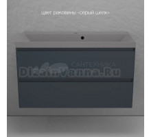 Тумба с раковиной Style Line Манхэттен 100 подвесная, графит, раковина Florentina Астория 100 серый шелк