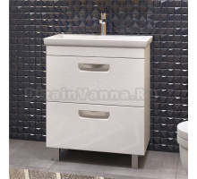 Тумба с раковиной Vigo Plaza 60 2 ящика, белая, раковина Como 60