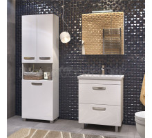 Мебель для ванной комнаты Vigo Plaza 70 напольная, 2 ящика, белая, раковина Como 70