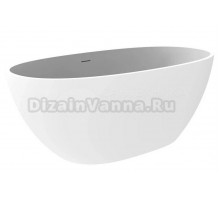 Ванна из искусственного камня Timo Lempi LEMPI1570 150x80 см, отдельностоящая, белая, овальная, с донным клапаном