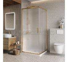 Душевой уголок BelBagno Luce LUCE-A-2-90-P-ORO 90х90 см, профиль золото, стекло рифленое