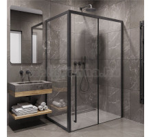 Душевой уголок Timo TDSS-130/03C-8L + TSS-900/03C-8 130x90 см, профиль черный, стекло прозрачное