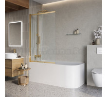 Шторка на ванну BelBagno Luce LUCE-VF-11-100/145-C-ORO 145х100 см, профиль золото, стекло прозрачное