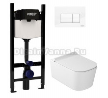 Комплект Valsir Унитаз подвесной MEG11PRO 5486 с крышкой 5478, белый глянцевый + Инсталляция Winners S Block VS0853202 с кнопкой смыва P1 белой глянцевой