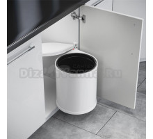 Mono 15. Мусорное ведро 15л. Корпус - окрашенная сталь, цвет белый, внутреннее ведро-серый пластик, крышка, механизм - белый пластик.