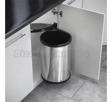 Mono 20. Мусорное ведро 20л. Корпус - нержавеющая сталь,внутреннее ведро-черный пластик, крышка, механизм - черный пластик.