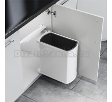 Oko Flex. Мусорное ведро 18л плоское. Корпус из стали, окрашенной в белый цвет, крышка - белый пластик.