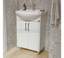 Тумба с раковиной Sanita Рондо 55 напольная, глянцевая белая