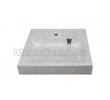 Раковина над стиральной машиной Stella Polar Солярис SP-00001405 60x60 белый мрамор, квадратная, с комплектом кронштейнов