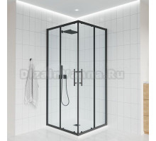 Душевой уголок Veconi Evo 300 B 80х80 см, профиль матовый черный, стекло прозрачное