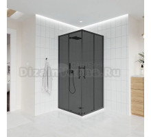 Душевой уголок Veconi Evo 300 B 100х100 см, профиль матовый черный, стекло тонированное матовое