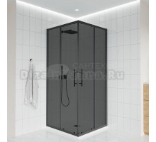 Душевой уголок Veconi Evo 300 B 110х80 см, профиль матовый черный, стекло тонированное матовое