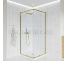 Душевой уголок Veconi Evo 300 G 100х100 см, профиль брашированное золото, стекло прозрачное