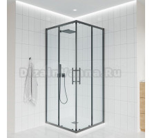 Душевой уголок Veconi Evo 300 GR 110х80 см, профиль брашированный графит, стекло прозрачное