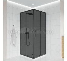 Душевой уголок Veconi Evo 300 GR 80х80 см, профиль брашированный графит, стекло тонированное матовое