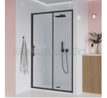 Душевая дверь в нишу Veconi Evo 100 B 140 см, профиль матовый черный, стекло прозрачное