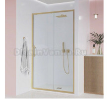 Душевая дверь в нишу Veconi Evo 100 G 180 см, профиль брашированное золото, стекло прозрачное