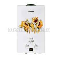 Газовая колонка Edisson Eco E 20 GD настенная, вертикальная, рисунок подсолнухи