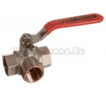 Шаровой кран TeRma RED 31058 трехходовой, Т-образный, 1/2" ВР, ручка рычаг