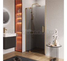 Душевая дверь в нишу Cezares Slider SLIDER-B-1-100/110-GRIGIO-BORO 110 см, профиль брашированное золото, стекло серое