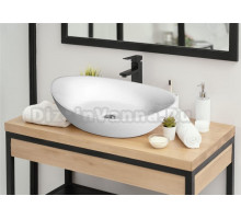 Накладная раковина Ларнака 55 х 36 см из литьевого мрамора (искусственного камня), глянцевый белый