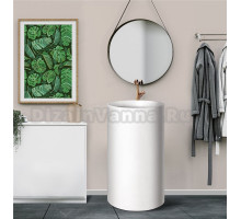 Цилиндрическая раковина с пьедесталом напольная из литьевого мрамора ProMramor