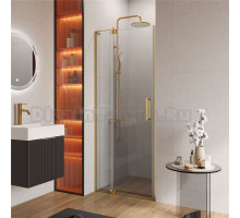 Душевая дверь в нишу Cezares Slider SLIDER-B-1-70/80-C-BORO 80 см, профиль брашированное золото, стекло прозрачное