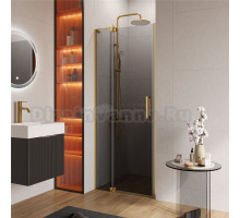 Душевая дверь в нишу Cezares Slider SLIDER-B-1-70/80-GRIGIO-BORO 80 см, профиль брашированное золото, стекло серое