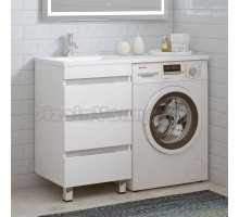 Тумба под раковину без столешницы Corozo Джерси 50 под стиральную машину, напольная, глянцевая белая