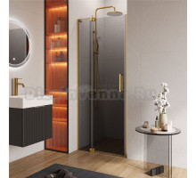 Душевая дверь в нишу Cezares Slider SLIDER-B-1-80/90-GRIGIO-BORO 90 см, профиль брашированное золото, стекло серое