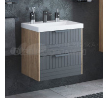 Тумба под раковину без столешницы Corozo Инди 60 подвесная, дуб канзас, графит