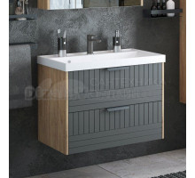 Тумба под раковину без столешницы Corozo Инди 80 подвесная, дуб канзас, графит