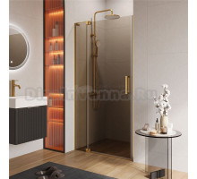 Душевая дверь в нишу Cezares Slider SLIDER-B-1-90/100-BR-BORO 100 см, профиль брашированное золото, стекло бронза