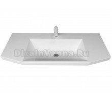 Мебельная раковина Stella Polar Стандарт 110 накладная, глянцевая белая, прямоугольная, искусственная мрамор