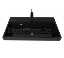 Мебельная раковина Stella Polar Стандарт 80 накладная, черный металлик, прямоугольная, искусственная мрамор