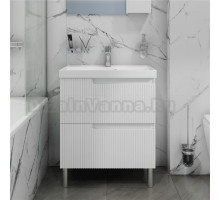 Тумба с раковиной СаНта Альтаир 70 напольная, 2 ящика, белый глянец