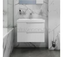 Тумба с раковиной СаНта Альтаир 70 подвесная, 2 ящика, белый глянец