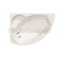 Акриловая ванна Radomir Алари Стандарт 170x120 см, угловая, левая, пристенная, с гидромассажем, белая, асимметричная, с каркасом, с экраном, с сиденьем, со сливом-переливом