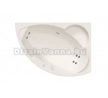 Акриловая ванна Radomir Алари Стандарт 170x120 см, угловая, правая, пристенная, с гидромассажем, белая, асимметричная, с каркасом, с экраном, с сиденьем, со сливом-переливом