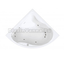 Акриловая ванна Radomir Альтея Релакс 125x125 см, угловая, пристенная, с гидромассажем, белая, четверть круга, с каркасом, с экраном, со сливом-переливом