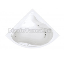 Акриловая ванна Radomir Альтея Стандарт 125x125 см, угловая, пристенная, с гидромассажем, белая, четверть круга, с каркасом, с экраном, со сливом-переливом