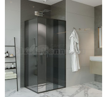 Душевой уголок Alex Baitler AB64B140 + SG64B80 140x80, профиль черный, стекло тонированное