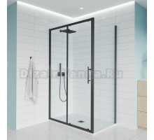 Душевой уголок Veconi Evo 100SP B 140х120 см, профиль матовый черный, стекло прозрачное