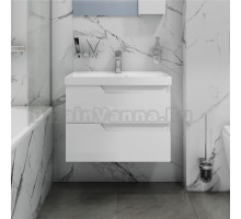 Тумба с раковиной СаНта Антарес 70 подвесная, 2 ящика, белый глянец