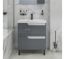 Тумба с раковиной СаНта Антарес 70 напольная, 2 ящика, графит матовый